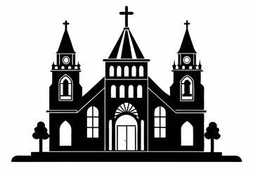 church of the holy cross line art silhouette vector illustration