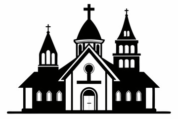 church of the holy cross line art silhouette vector illustration