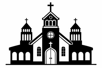 church of the holy cross line art silhouette vector illustration