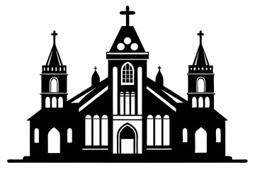 church of the holy cross line art silhouette vector illustration