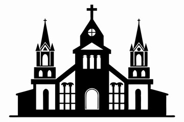 church of the holy cross line art silhouette vector illustration
