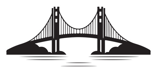 Golden Gate Bridge Silhouette Illustration San Francisco California Landmark