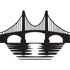 Bridge Silhouette Vector Illustration Suspension Landmark Transportation Architecture