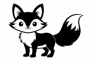 cute fox line art silhouette vector illustration