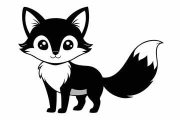 cute fox line art silhouette vector illustration