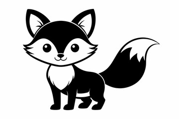 cute fox line art silhouette vector illustration