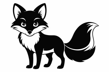 cute fox line art silhouette vector illustration