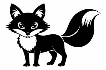 cute fox line art silhouette vector illustration