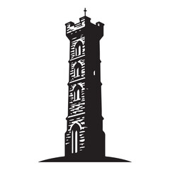 Architectural tower structure landmark silhouette vector historical building