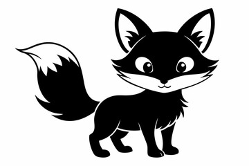cute fox line art silhouette vector illustration