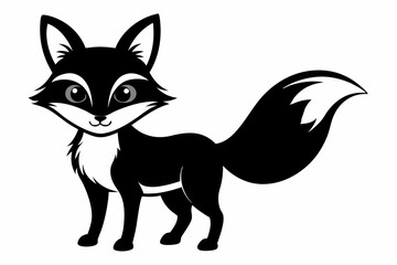 cute fox line art silhouette vector illustration