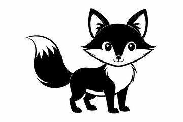 cute fox line art silhouette vector illustration