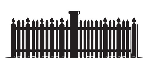 Silhouette of a Picket Fence Illustration Vector Graphic Design Element