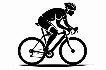 cyclist line art silhouette vector illustration