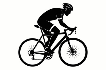 cyclist line art silhouette vector illustration