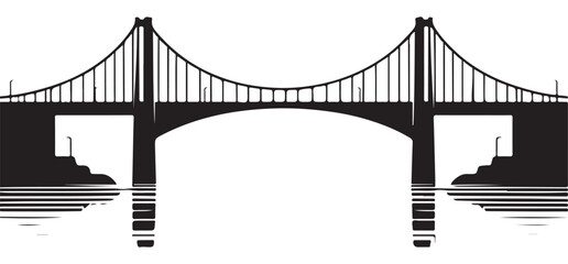 Suspension Bridge Silhouette Vector Illustration Landmark Structure Design