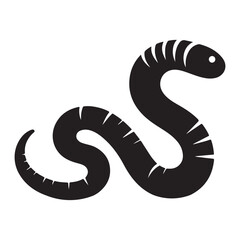 Worm Silhouette Vector Illustration of Earthworm Isolated Design