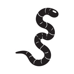 Fototapeta premium Earthworm Silhouette Vector Illustration Soil Invertebrate Organism Design