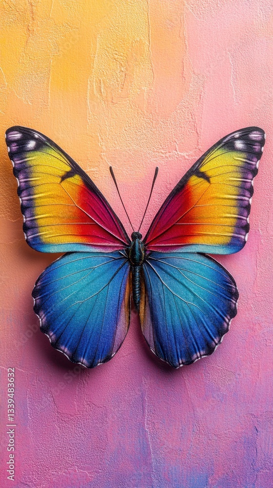 Aufkleber vibrant butterfly with colorful wings on textured background creating a captivating artistic composi