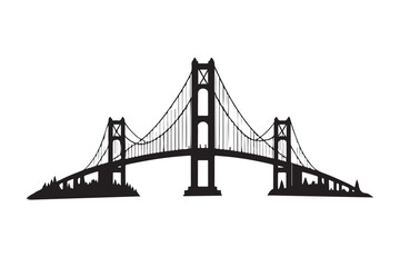 Golden Gate Bridge Silhouette Vector Illustration for San Francisco Landmark