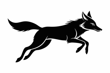 jackal jumping line art silhouette vector illustration