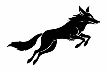 jackal jumping line art silhouette vector illustration