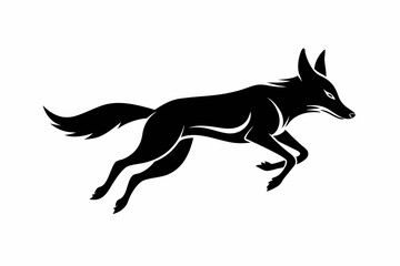 jackal jumping line art silhouette vector illustration