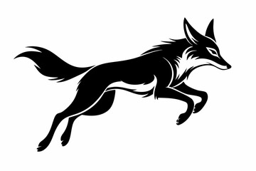 jackal jumping line art silhouette vector illustration