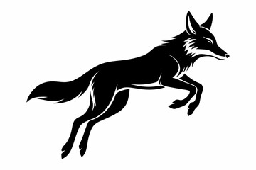 jackal jumping line art silhouette vector illustration