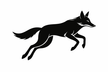 jackal jumping line art silhouette vector illustration