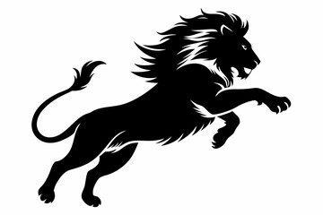 lion running line art silhouette vector illustration