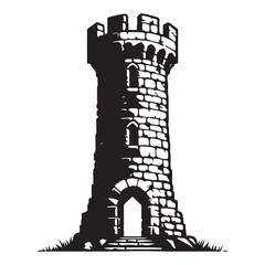 Medieval Stone Tower Illustration Fortress Keep Stronghold Defense