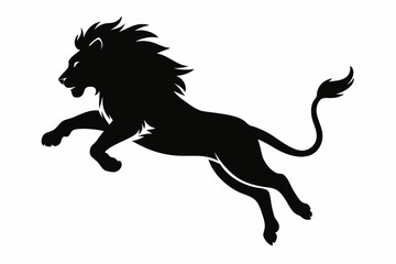 lion running line art silhouette vector illustration