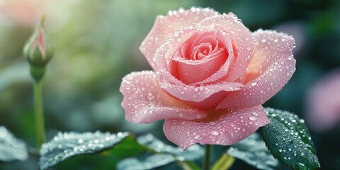 Pink Rose with Water Droplets