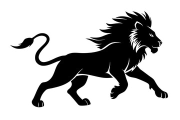 lion running line art silhouette vector illustration
