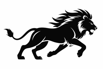 lion running line art silhouette vector illustration