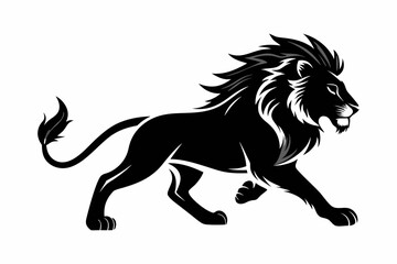 lion running line art silhouette vector illustration