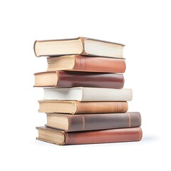 Antique Books Stacked for White Background.