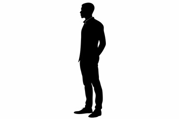 man standing line art silhouette vector illustration