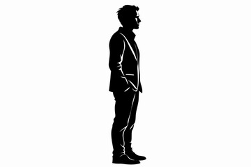 man standing line art silhouette vector illustration