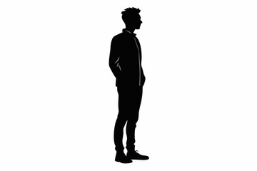 man standing line art silhouette vector illustration