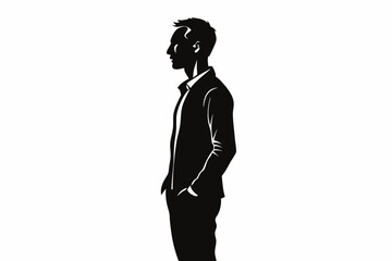 man standing line art silhouette vector illustration