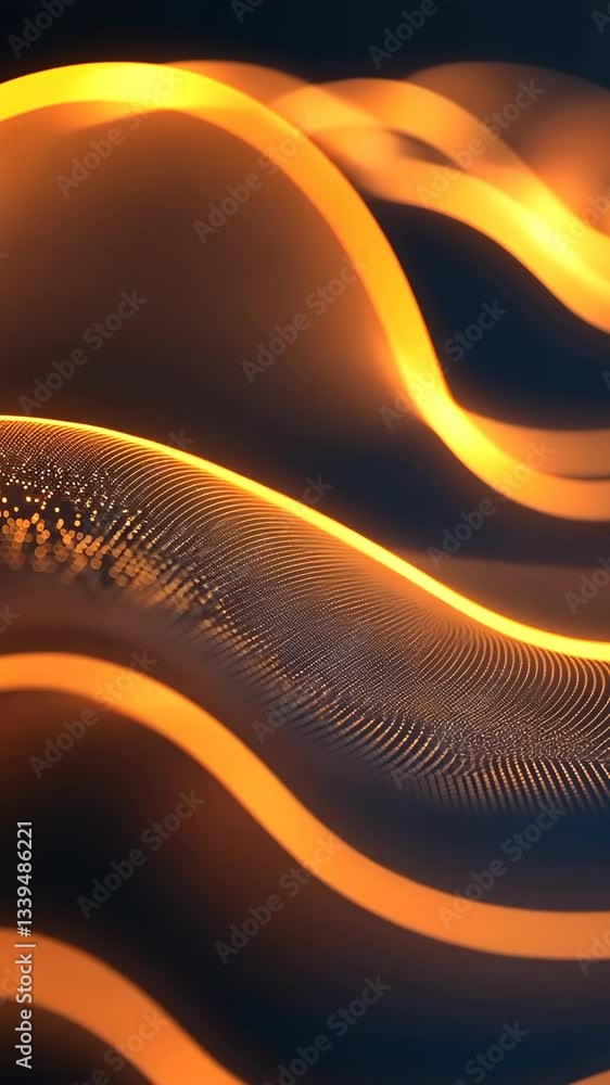 Aufkleber abstract visualization of glowing waves with a dark background in futuristic design