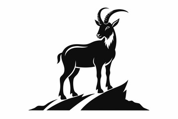 mountain goat line art silhouette vector illustration