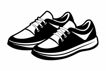 pair of shoes line art silhouette vector illustration