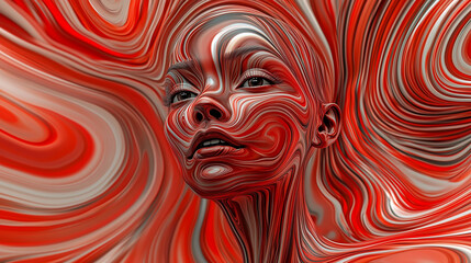 Naklejka premium abstraction with a human face in bright colors