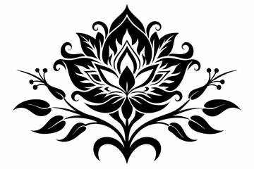 stylized floral line art silhouette vector illustration