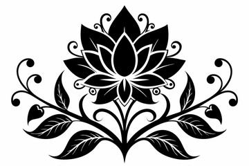 stylized floral line art silhouette vector illustration