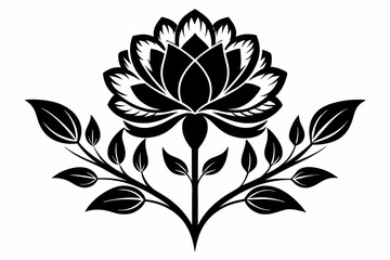 stylized floral line art silhouette vector illustration