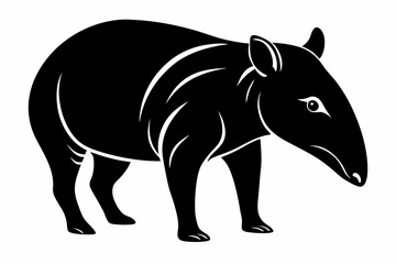 tapir line art silhouette vector illustration